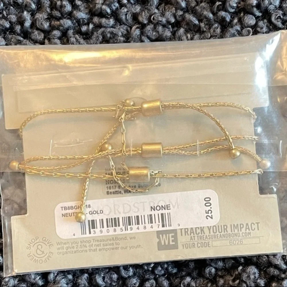 Treasure and Bond Set Of 3 Adjustable Goldtone Bracelets